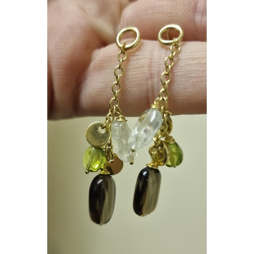 169c - 9ct Gold, Peridot & Smoky Topaz Earrings and Pendant Necklace Set - combined weight 10.85g