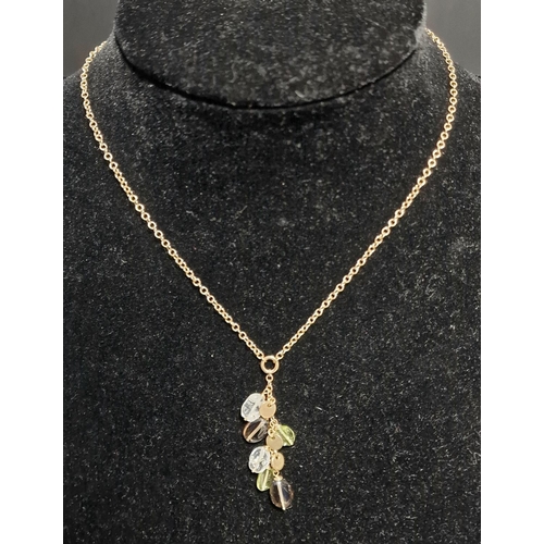 169c - 9ct Gold, Peridot & Smoky Topaz Earrings and Pendant Necklace Set - combined weight 10.85g