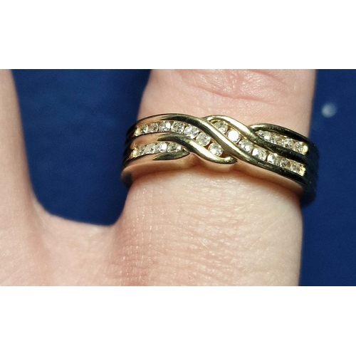 173 - 9ct Gold &Multi Diamond Channel Set Dress Ring, size K & 3.6g