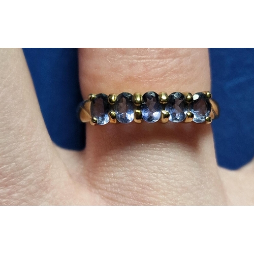 175 - 9ct Gold & Tanzanite Half Eternity Ring, size Q and 2.1g