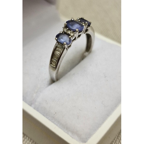 178 - 9ct Gold, Sapphire & Diamond Dress Ring, size S & 2.45g