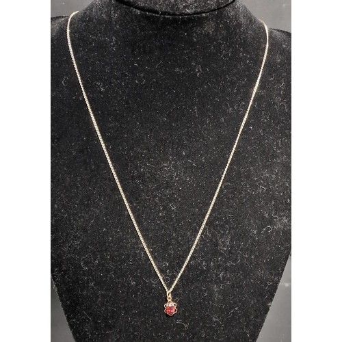 197 - 9ct Gold & Garnet Necklace Chain - 3.65g