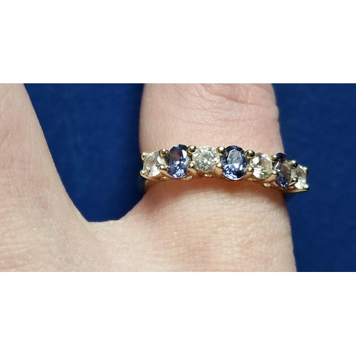 215 - 14ct Gold & Tanzanite Half Eternity Ring, size k+0.5