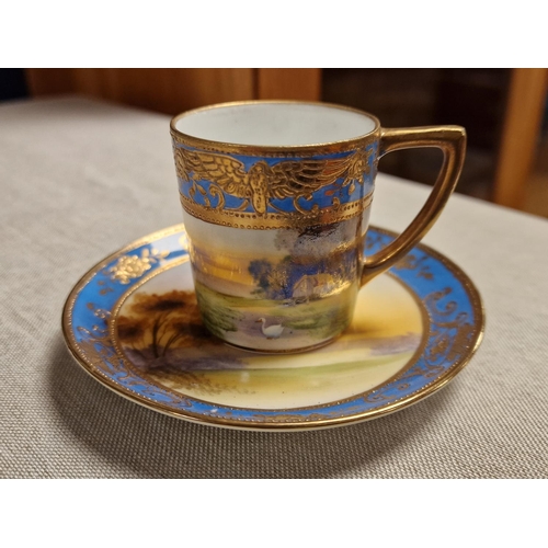 12 - Early Handpainted Noritake Cased Coffee Set