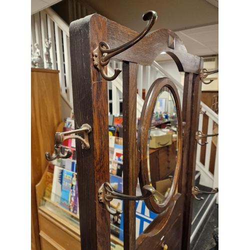 121 - 1930's Mahogany Mirrored Hall Stand Coatstand