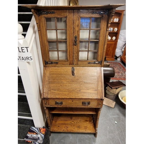 122 - 1930's Oak Arts & Crafts Bureau Dresser - 170cm high