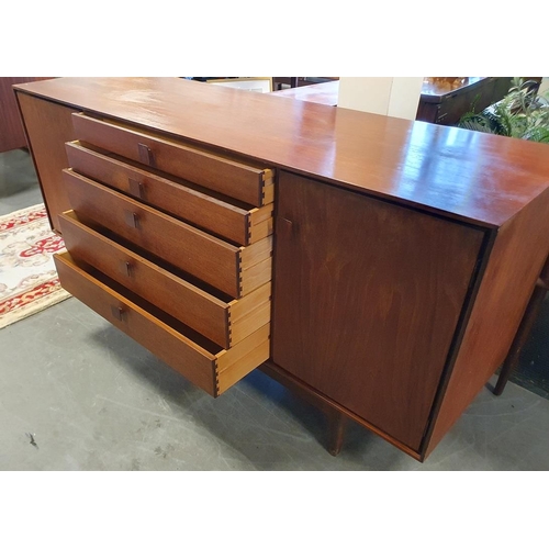 131 - G-Plan Kofod Larsen 1960s 5-drawer teak + rosewood sideboard, measuring  L168 x D48 x H77cm