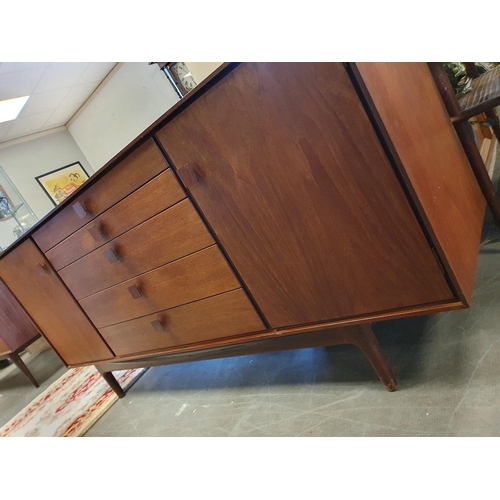 131 - G-Plan Kofod Larsen 1960s 5-drawer teak + rosewood sideboard, measuring  L168 x D48 x H77cm