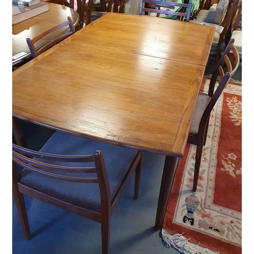 132 - G-Plan Kofod Larsen Extending rectangular Table in teak, accompanied by 4 chairs in original velvete... 