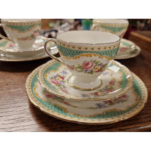 139d - Rockingham Style Vintage Green Floral Windsor Tea Service