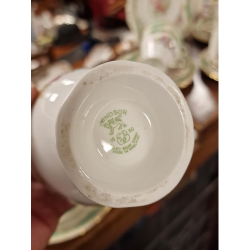 139d - Rockingham Style Vintage Green Floral Windsor Tea Service