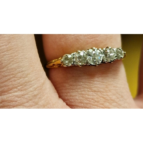 143 - 18ct Gold & Five Stone Diamond Ring, size P+0.5 & 2.85g