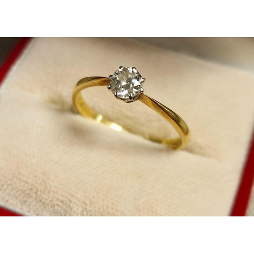 144 - 18ct Gold & Diamond Solitaire Engagement, size O