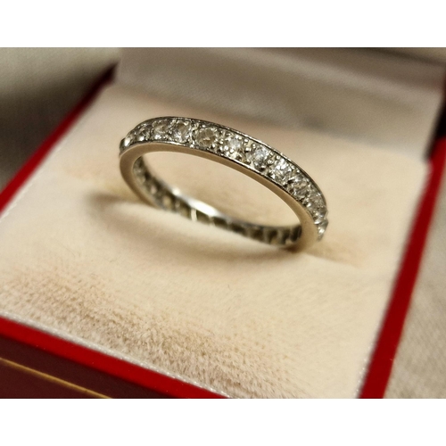 145 - 9ct White Gold & Diamond Full Eternity Ring, 3.45g & size P+0.5