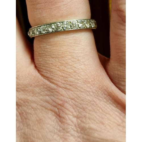 145 - 9ct White Gold & Diamond Full Eternity Ring, 3.45g & size P+0.5