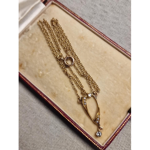 149 - 9ct Gold & Diamond Pendant Necklace Chain - 5.05g