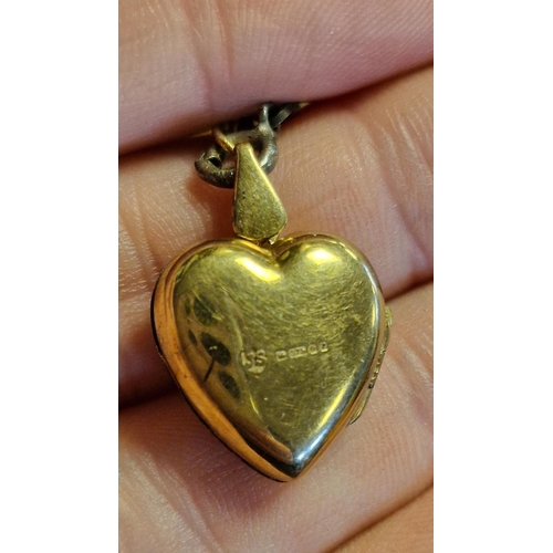 152 - 9ct Gold Heart Pendant Locket, w/a 925 Silver Bracelet + a Gilt 925 Silver Pendant and a Plated Chai... 