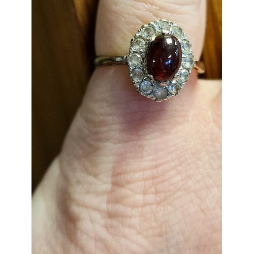 154 - 9ct Gold Pair of Dress Rings, one Sapphire & Diamond, the other w/a Garnet central stone, both size ... 