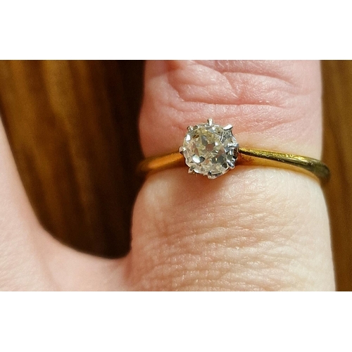 156 - 18ct Gold & Diamond Solitaire Engagment Ring, size i+0.5