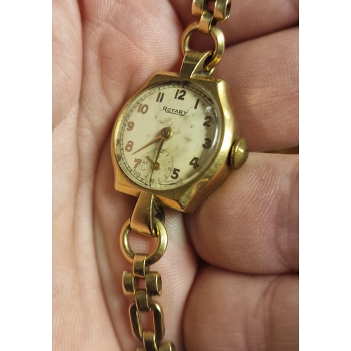 161 - 9ct Gold Rotary Ladies Cocktail Watch & 9ct Strap - 15.7g