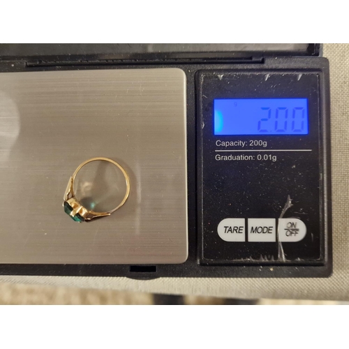 174 - 9ct Gold & Emerald Cluster Ring, Size Q and weighs 3.1g approx