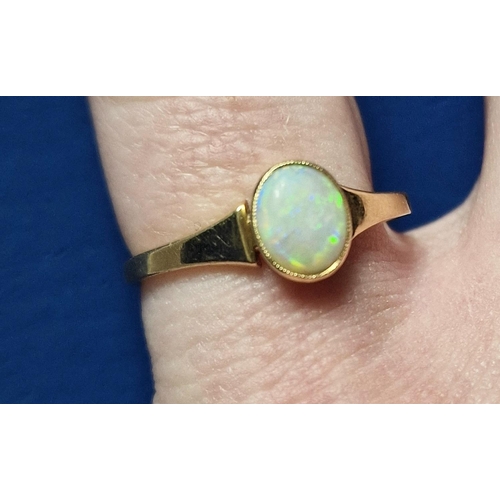 184 - 18ct Gold & Opal Dress Ring, size O