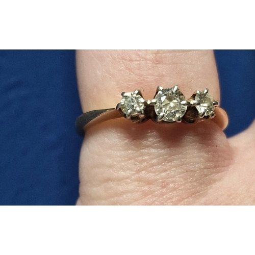 185 - 18ct Gold & Diamond Trilogy Ring, size K & 2.2g