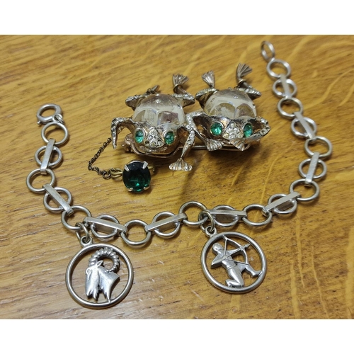 186 - Coro Duette & Birks Pair of Canadian Designer Jewellery Pieces inc Frog & Masonic/Hunting Bracelet