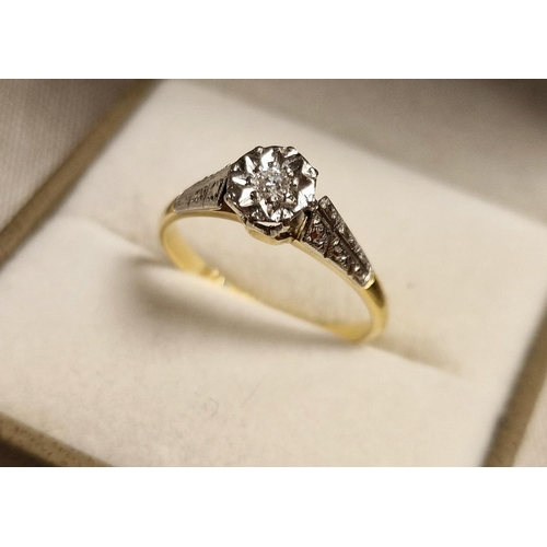 192 - 18ct Gold, Platinum & Diamond Engagement Ring, size Q and 3.00g