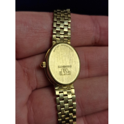 195 - 9ct Gold Vicence Swiss Ladies' Wristwatch Watch & 9ct Gold Strap - 16g