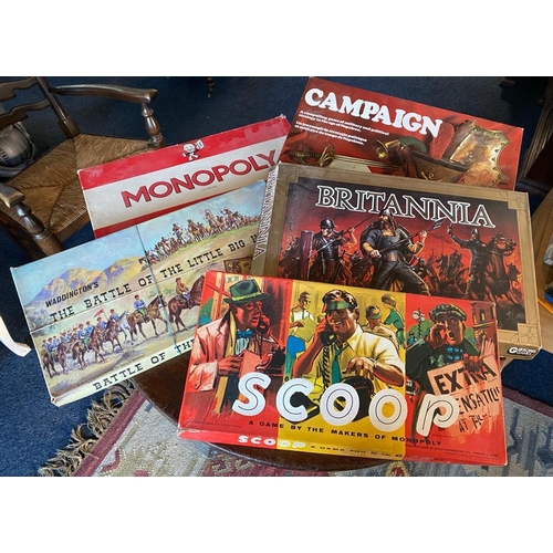 219 - Group of Five Waddingtons and other Board Games and Strategic Games, inc Britannia, Campaign, Scoop,... 