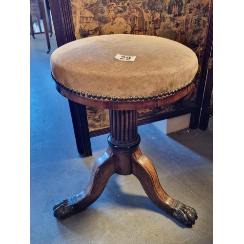 29 - 1940's Piano Stool - 35cm diameter by 49cm tall