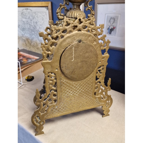 33 - Hermle FHS Large 1930's Brass Germany Rococo Clock - 60cm high