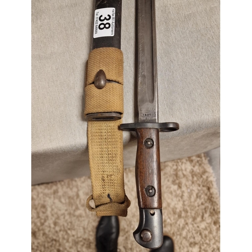 38 - Antique Army Bayonet - marked 1907 FFD and 59RF to the reverse of the blade - Militaria Interest - 5... 