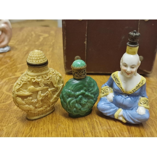 75 - Trio of Chinese and Oriental Inspired Scent Bottles inc example w/character marks to base