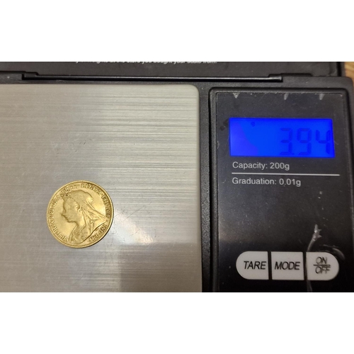 85 - Gold 22ct 1896 Half Sovereign Coin, 3.94g, unboxed