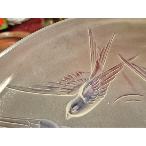 17 - Large 1930's French Sabino Glass Bird Swallows Bowl - 30cm diameter