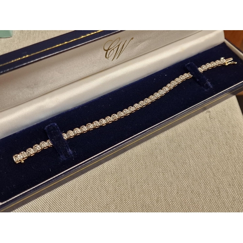 191 - 9ct Gold & Diamond (1ct worth of stones in total) Tennis Bracelet - 8.5g