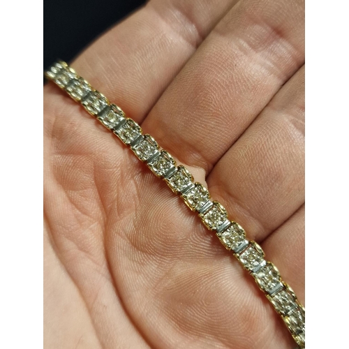 191 - 9ct Gold & Diamond (1ct worth of stones in total) Tennis Bracelet - 8.5g