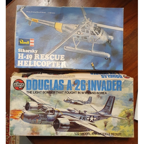 218 - Airfix + Revell Model Kits Toys - Militaria Interest - Sikorsky H-19 Helicopter & Douglas Invader A2... 