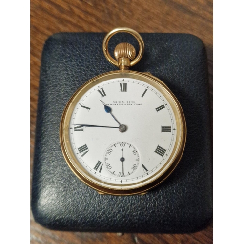 188b - 18ct Gold Pocketwatch Watch by Reid & Sons of Newcastle Upon Tyne - 91.95g - In Good Working Order