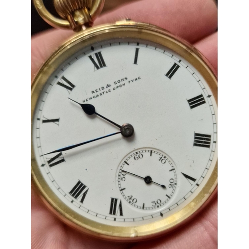 188b - 18ct Gold Pocketwatch Watch by Reid & Sons of Newcastle Upon Tyne - 91.95g - In Good Working Order