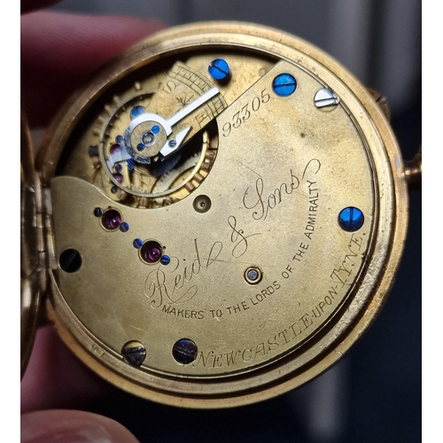 188b - 18ct Gold Pocketwatch Watch by Reid & Sons of Newcastle Upon Tyne - 91.95g - In Good Working Order