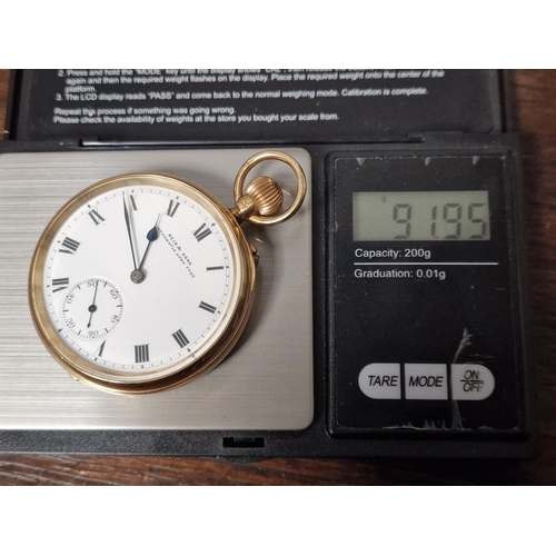 188b - 18ct Gold Pocketwatch Watch by Reid & Sons of Newcastle Upon Tyne - 91.95g - In Good Working Order