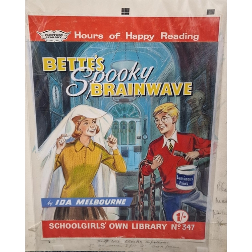 41g - Vintage 1950's Fleetway Library 'Betty's Spooky Brainwave' Comic Book Cover Art 38x43cm (edge of the... 