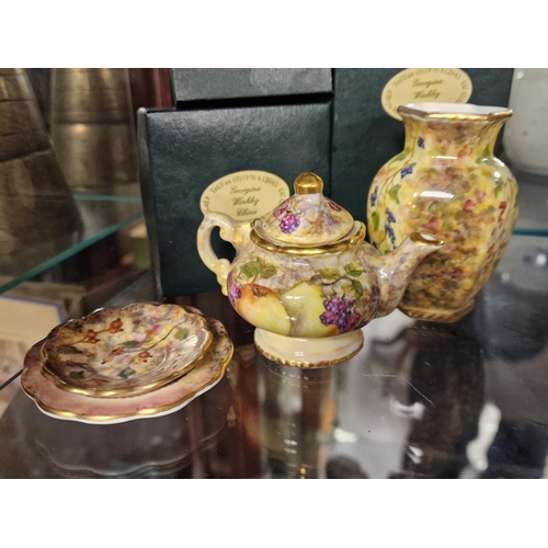 139g - Trio of Georgina Winkley Handpainted Royal Worcester Style Tea Miniatures