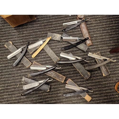 37c - Cut-Throat Razor Set of Nine inc Joseph Smith, EA Berg, Crown & Sword, Sarina, Lewis Barnason, Myers... 