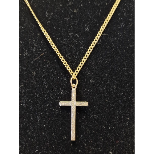 169f - 9ct Gold Crucifix Cross Necklace Chain - 2.95g