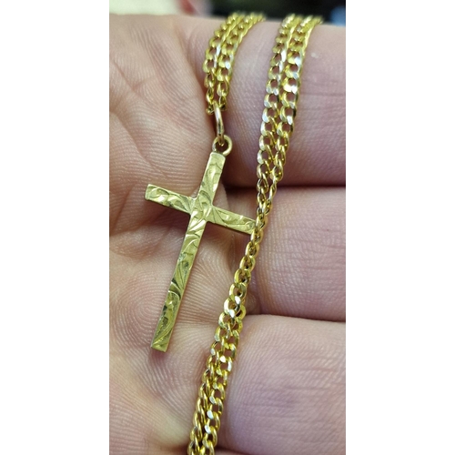 169f - 9ct Gold Crucifix Cross Necklace Chain - 2.95g