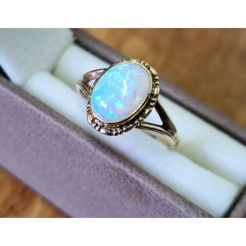 174b - 9ct Gold & Opal Dress Ring, size L